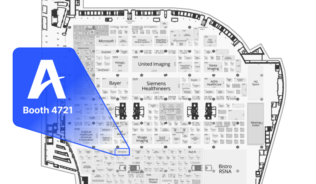 Map locating AIRS Medical at RSNA 2024, Booth 4721