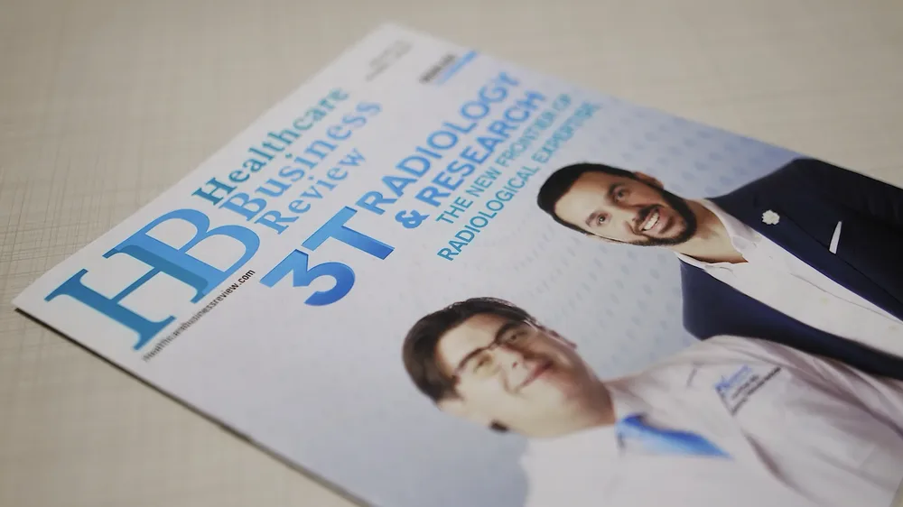 Healthcare Business Review cover featuring 3T Radiology & Research co-founders Dr. Daryl Eber and Humberto Carrion
