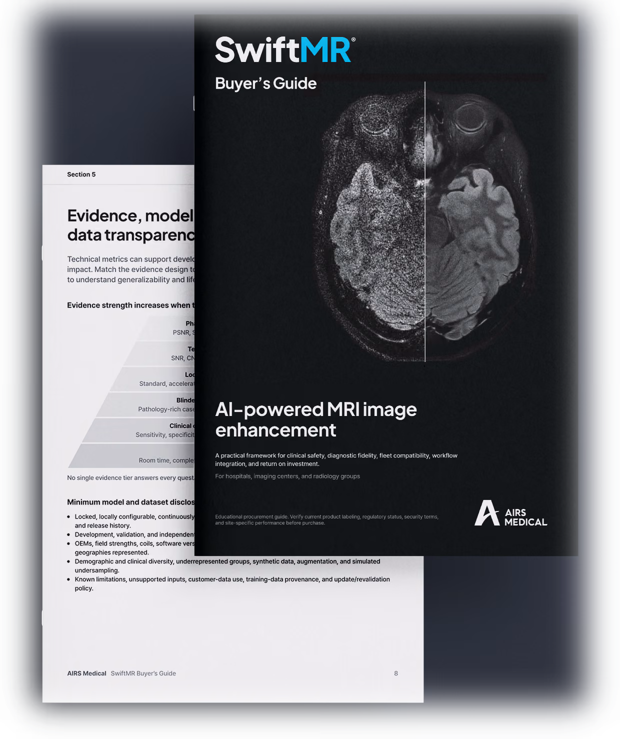 Cover and an inside spread of the Enterprise MRI AI Buyer's Guide